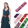 Bälten 1PC Women Girl Elastic Sequin Stretch Belt med guldspänne färgad bred shinny midjeband korsett mode skiva midja