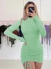 Sukienki swobodne wjfzqm seksowna ruchy bodycon mini sukienka damska sukienka jesienna długi rękaw z koronką koronkową sukienkę damską noc 230410