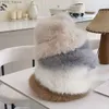 Hoeden met brede rand Emmerhoeden Winter imitatiebont emmerhoeden voor dames Warme pluche vissershoed Fuzzy pluizige pet Outdoor Stijlvolle panamapetten Kerstcadeaus YQ231110