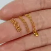 Catene Collana in oro giallo 24 carati puro Extender Fix Collana Bracciale Lunghezza 0,98 pollici Ciondolo a forma di cuore amoroso