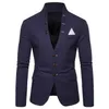 Costumes pour hommes Blazers Blazer pour hommes multi-boutons décoration décontracté col montant mâle Blazer mode mince couleur unie costume veste robe scène fête 231110