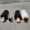Butelki do przechowywania 30pcs 250 ml podróż biała przezroczysta czarna pusta plastikowa butelka szamponu ze złotą srebrną krążką górną czapkę 250 cm3 płuk