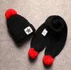 Berets Puseky 2pcs/set Fashion Baby Hats Knitted Warm Pom Round Machine Cap Protects Ear Bonnet Kids Winter Caps Scarf Suits