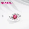 Anéis de cluster 925 prata esterlina oval cz diamante para mulheres casamento na moda jóias antigas 6/7/8/9/10 anillos