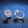 Stud Earrings S925 Silver Ear Ornament Mosang Diamond Classic Temperament Square Bag Light Luxury Buckle 50 Points 1 Carat