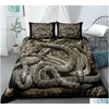 Conjuntos de cama 3D Snake Style Set para quarto macio edredão Er colchas roupa de cama comefortável colcha e fronha 221208 Dro Homefavor Dhybc