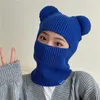 Beanie/Skull Caps Warm Winter Women Hat Cute Bear Ears Balaclava Scarf Female Outdoor Bikes Sports Knitted Wool Full Face Ski Mask Beanie Cap 231109