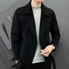 Men's Wool Blends autumn winter men's fashion business self-cultivation leather fleece tailored woolen coat men casual solid color jacket 231109