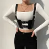 Tryb pasów riem verstelbare gesp zwart wysokiej jakości stały kolor pu dames corset meisje punk straat accessoires