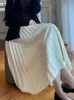 Skirts Yitimoky White Pleated Long Skirts for Women Japan Korea Elegant Fashion High Waist Elastic Band Midi Harajuku Skirt 230410