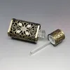 3ml Antique Metal Perfume Bottle Arab Style Alloy Hollow out Essential Oils Bottle Middle East Glass Dropper Bottle