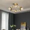 Lustres pendentif LightsLustre moderne cristal véritable plafonnier en cuivre pour salon salle à manger chambre Loft El hall suspendu