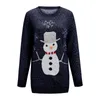 Chandails pour femmes mode mignon petit motif de bonhomme de neige noël tricoté chaud pull flocon de neige col rond pull