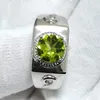 Ringos de cluster 8mm Green Green Peridot Anel para homens Banda pesada August sinal Jóias de Birthstone R512GPN