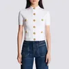 Women's Jackets designer 2023 B Family Summer Gold Button Style Klein Blue Knitted Cardigan Slim Fit Short Top NXLU
