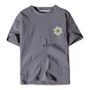 Heren t shirts linnen man grote maten afdrukken casual pure kleur katoen linnen linnen korte mouw losse t-shirt tops man