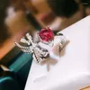 Cluster-Ringe, modische, personalisierte rote Zirkonia-Schleife mit verstellbarem, luxuriösem Damenschmuck, geeignet für Verlobungshochzeiten