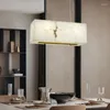 Lustres jmmxiuz mármore moderno estilo chinês lustre de cobre Light Luxury Model Room Cafe Bar Restaurant Study retangular
