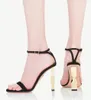 Newest Fashion Designer Womens Strappy Sandals Shoes Patent Leather Party Dress Lady High Heels Ankle-Strap Gladiator Sandalias EU35-43,With Box