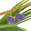 Dangle Earrings Natural Stone Heart Shape Crystal 25x24mm Charming Amethyst Mahogany Fashion Jewelry DIY Necklace Boutique Accessories