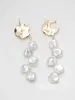 Boucles d'oreilles en forme de pétale pour femmes, perles baroques d'eau douce naturelles faites à la main, étoile-lune, or 14 carats, 10-11mm EAV