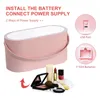 مرايا مضغوطة الماكياج منظم مربع مع LED LED LID Mirror Portable Travel Makeup Cosup Organizer Touch Light Storage Makeup Case White Pink 231109