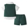 Clothing Sets Boys Wedding Suit Page Formal Outfit Ring Bearer Toddler Communion Party Wear Shorts Vest White Shirt