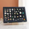 Hooks Bar Badge Storage Box Transparent Dust-Proof Chest Pin Medal Display Stand Pu Leather Jewelry Collection Frame