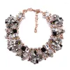 Choker Wedding Party Costume Jewellery Vintage Elegant Goldtone Black Crystal Rhinestone Chunky Statement Necklace For Women