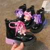 Buty jesienne różowe fioletowe patent skórzany cudowne dzieci krótki but 22 33 Toddler okrągły palce butów butów dla dzieci 231109