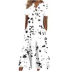 الفساتين غير الرسمية الخامس نمط الرقبة طباعة للنساء 2023 بالإضافة إلى حجم قصير غلاف ماكسي فستان أنيقة أنثى أنثى فييستا