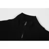 Men's Sweaters Black High Neck Four Corner Stitching Cardigan Sweater For Sports Loose Casual