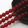 Perles 4 6 8 10 12mm, accessoire artisanal, pierre de calcédoine rouge, ample, ronde, fabrication de bijoux, 15 pouces, cadeau de noël pour femmes