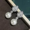 Boucles d'oreilles Version coréenne en forme de goutte d'eau, Style polyvalent et Imitation de perle légère, courte de luxe