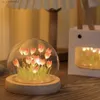 Lâmpadas de mesa Artificial Tulip Night Light DIY Simulação Tulip Lâmpada de cabeceira Filme termorretrátil Decoração de casa Presente de aniversário Candeeiro de mesa R231114