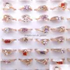 Solitaire Ring 100Pcs / Lot Colorf Zircon Rings Heartshaped Plum Personality Fashion Diamond Jewelry For Women Wholesale Drop Dhgarden Dhp0Z