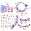 Charm Bracelets Kids Cartoon Pink Set Diy Handmade Jewelry Children's Bracelet Women's Exquisite Beads Gift Box Girls