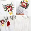Jasie Boho Floral Embroidered Midiドレス秋の女性の肩から秋の女性シックなフリルトリムビーチ2023ビンテージサンドレス