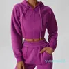 Kvinnor Zip Jacket Huven Fitness Sports tröja utomhus Running Loose Womens Long Sleeve Sweatshirts