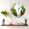 Wanduhren Tropischer Dschungel Pflanze Blätter Blume Grün Weiß Uhr Mode Wohnzimmer Uhr Moderne Heimdekoration Rund