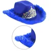 Bérets 652f Feather Tinsel Brim Cowboy Hat pour femmes Western Mode