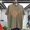 メンズTシャツスプリットウィングReウォッシュハイストリートルーズフィッティング短袖Tシャツ230410