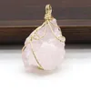 Pendentif Colliers Charms Pierre Naturelle Enroulement D'or Irrégulière Améthystes Rose Quartzs Pour Femmes Bijoux DIY Collier AccessoiresPendentif