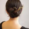 Fermagli per capelli Forcina in bambù stile antico Accessori per testa con chiusura Updo in legno cinese moderno di alta qualità verde estivo femminile