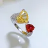 Queen Heart Topaz Diamond Ring 100% Real 925 sterling silver Party Wedding band Anelli per le donne Regalo gioielli promessa nuziale