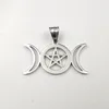 Exquis Déesse Pendentif Collier Pentagramme Sorcière En Acier Inoxydable Bijoux Trois Lunes Assistants et Païens 18-30 pouces NK Chaîne Marchgoddess