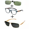 Okulary przeciwsłoneczne 3PCS !!! Wygodne szklanki do czytania w kwadratowym drewnie dla mężczyzn Pilot Metalowy luksusowy klips podwójny mostek