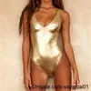 Heißer Sommer Frauen Golden Silver Badeanzug Bright Push-up Padded One-Piece Beachwear Solid Sexy Bandage Bodysuit Beach Holiday 4103