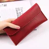 محافظ النسخة الكورية من سعة طويلة للسيدات ملونة صلبة Litchi نمط الهاتف المحمول حقيبة محفظة