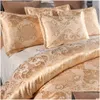 Bedding Sets Jacquard Set Single Queen King Size Duvet Er Bed Rought Drop Drop Drop Home Garden Têxteis de suprimentos HomeFavor Dheok